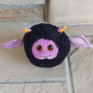 Ty Beanie Ballz Batty Plush Bat in Black with Purple Face and Orange Eyes